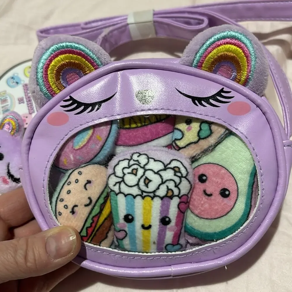 Chasing Rainbows critter pals collection pinkish lavander purse w/ food critter